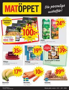 Förhandsgranska reklamblad Aktuella reklamblad Matöppet från butik Matöppet gäller från 19/01/2026