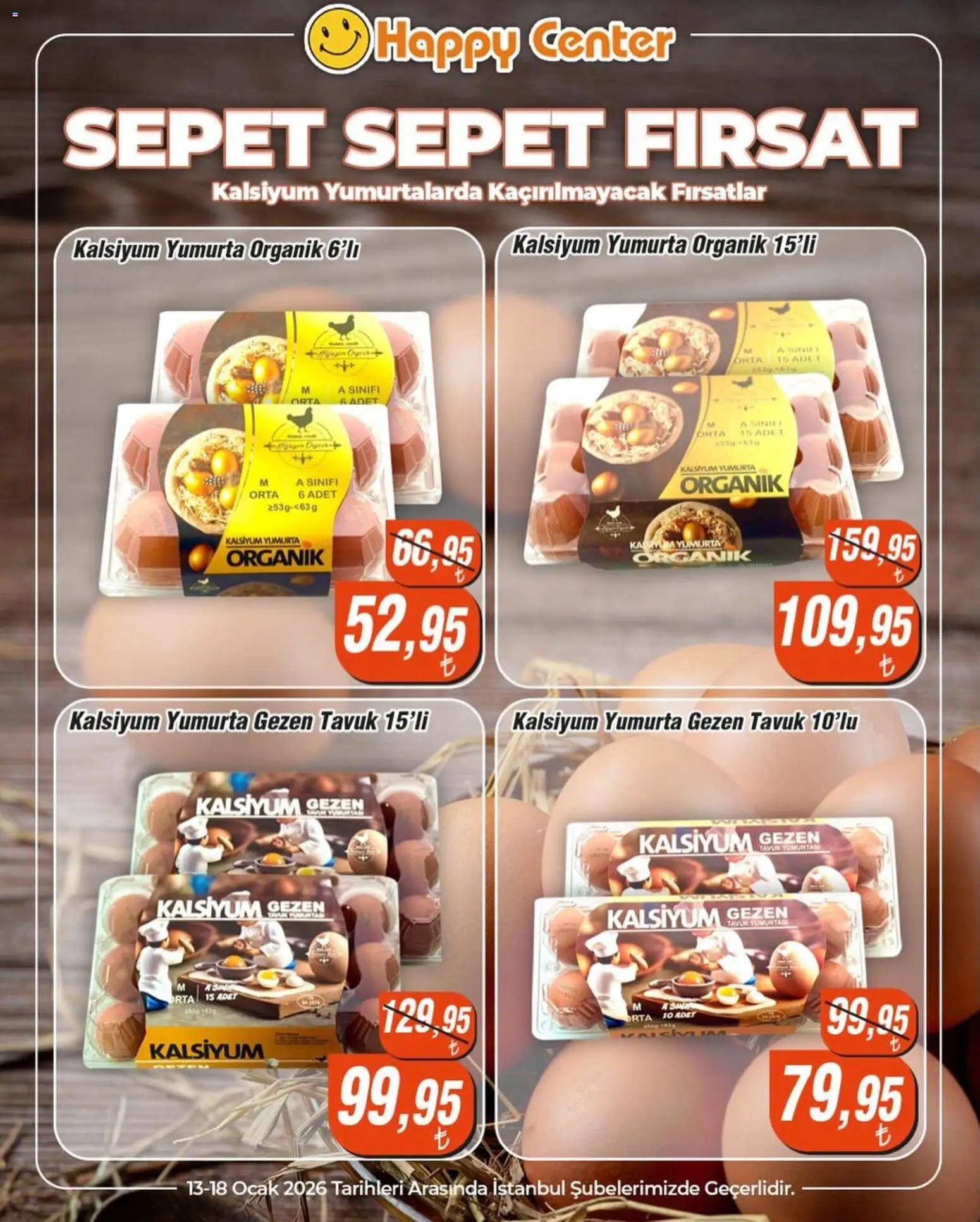 Happy Center İndirim 13.01.2026 - Broşürünün önizlemesi - Yumurta, Ocak, Sepet