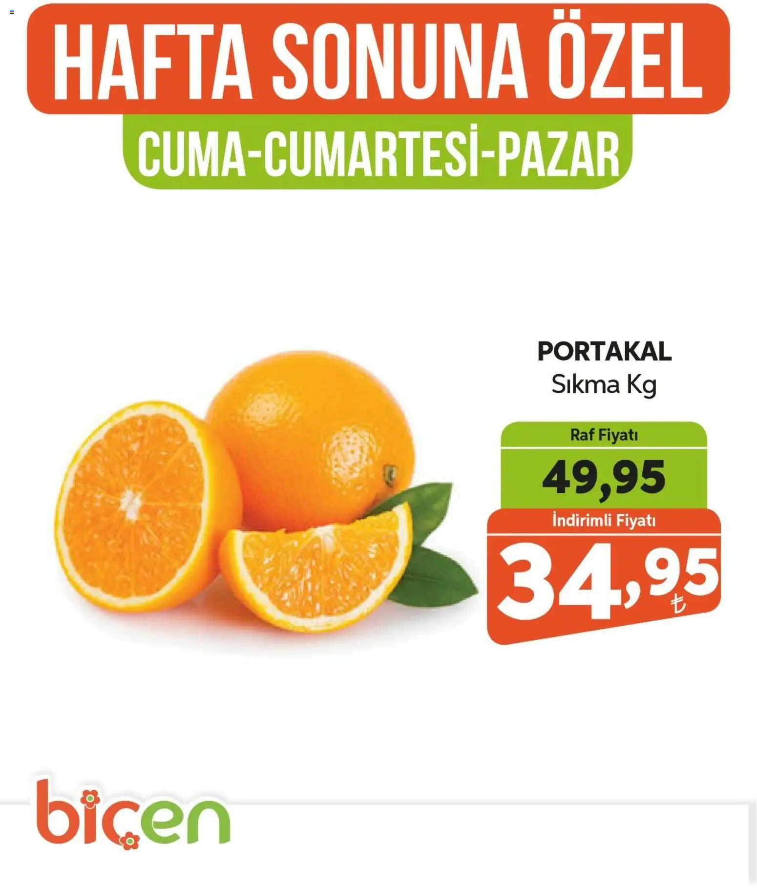 Biçen Market Hafta Sonuna Özel - Meyve İndirimi 09.01.2026 - Broşürünün önizlemesi - Raf, Portakal