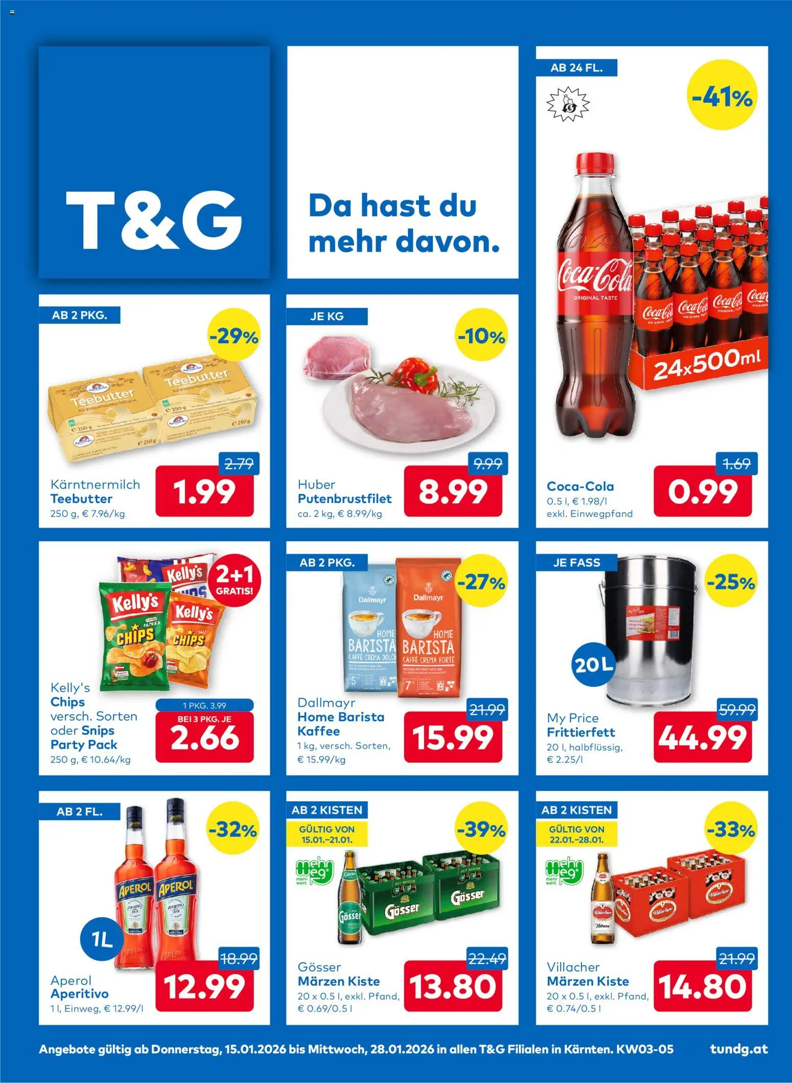 Vorschau der Angebote: T&G Kärnten gültig ab 15.01.2026 - Kaffee, Aperol, Chips