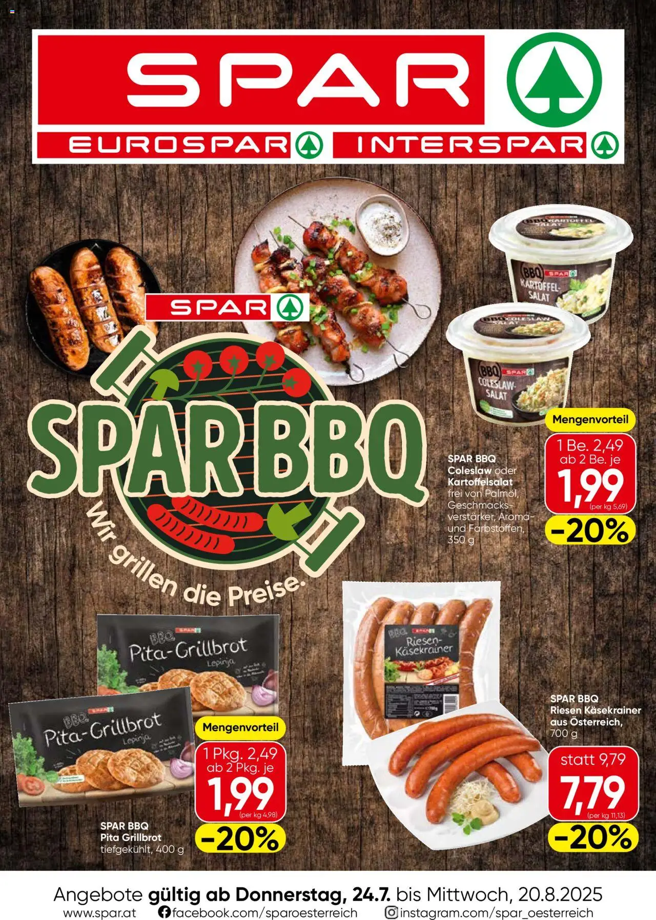  SPAR Flugblatt 24.07.2025 - Prospekt "Wien Grillen" - Seite 1
