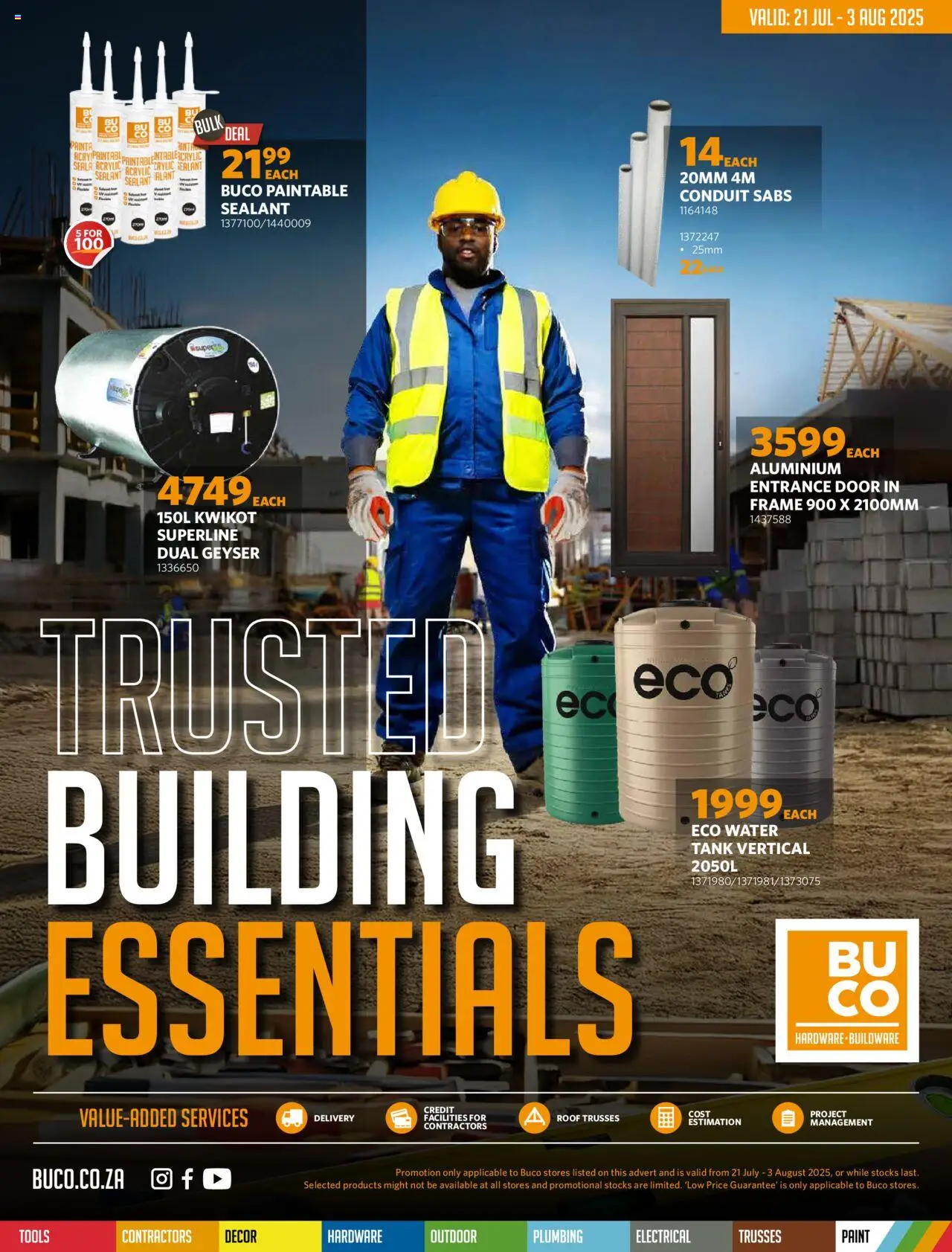 BUCO Building Essentials - Merchant Promotion from 21/07 - 03/08/2025 > Promotions