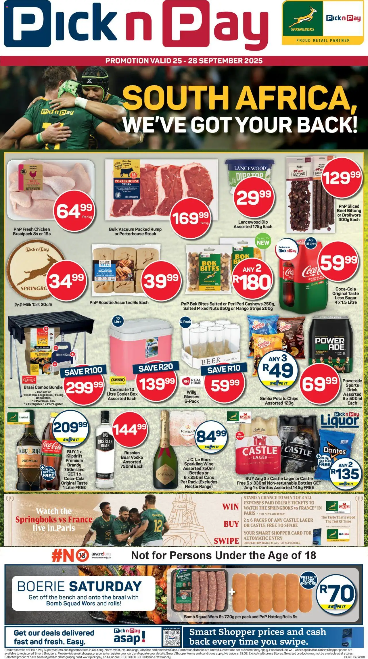 Pick n Pay Inland provinces - Rugby Weekend Specials from 25/09 - 28/09/2025 > Promotions