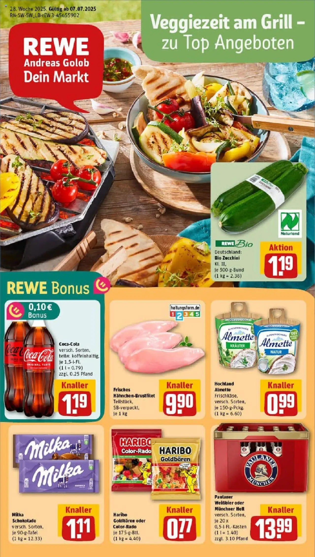 REWE Prospekt ab 06.07.2025 nächste Woche - Prospekt Villingen-Schwenningen - Coca cola, Zucchini, Grill, Cola, Top, Milka schokolade, Milka, Paulaner