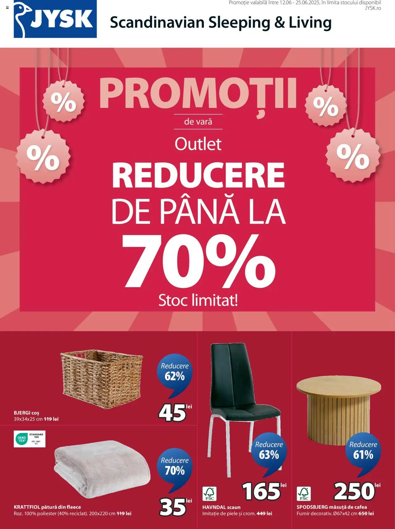 Catalog JYSK Romania de la 12.06.2025 - Online oferta - Pagină 1 - Cafea, Pătură, Scaun, Coș, Măsuță de cafea