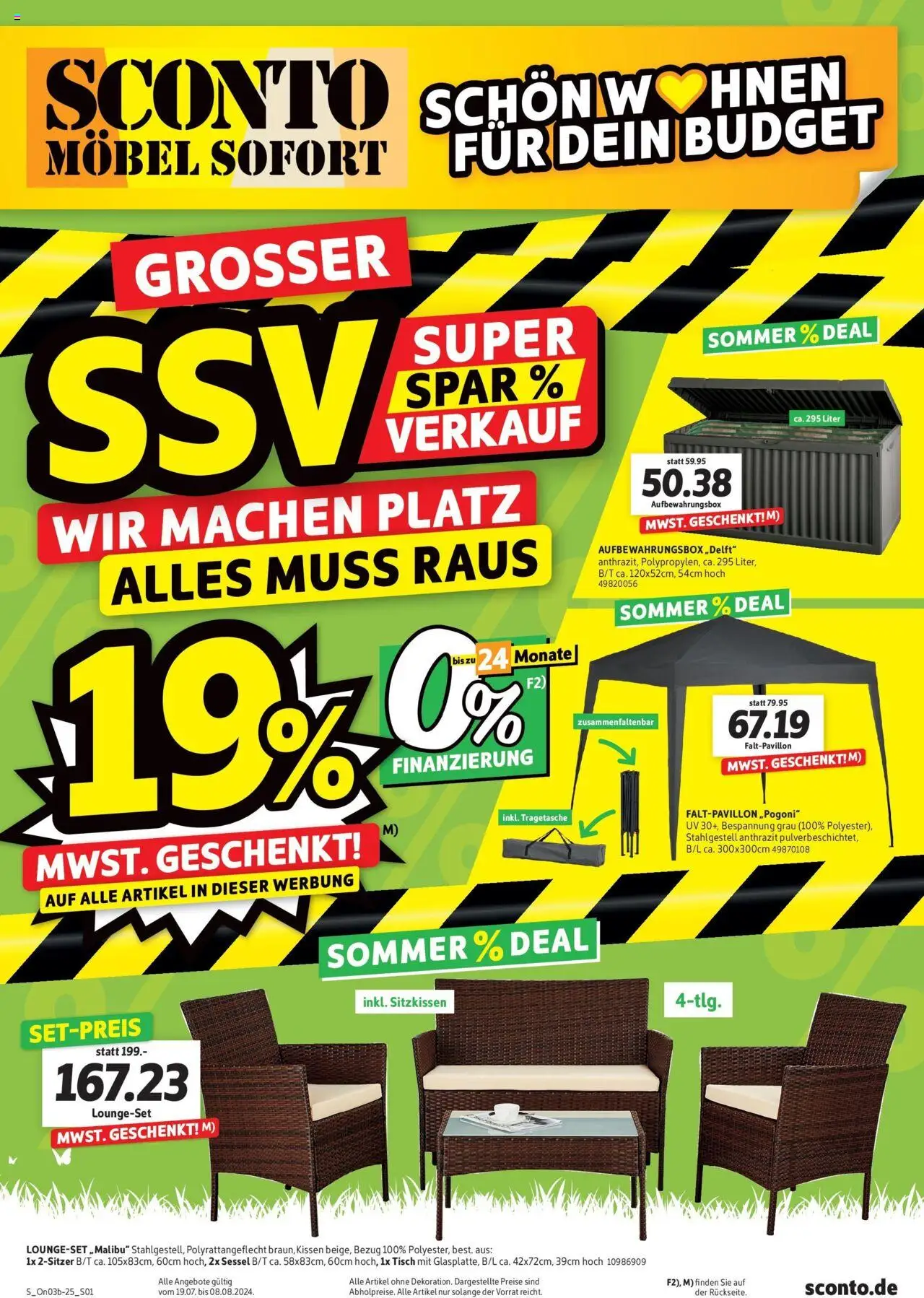 Sconto Prospekt Erfurt (vom 19.07.2025 - 08.08.2025) - Sessel, Kissen, Tisch