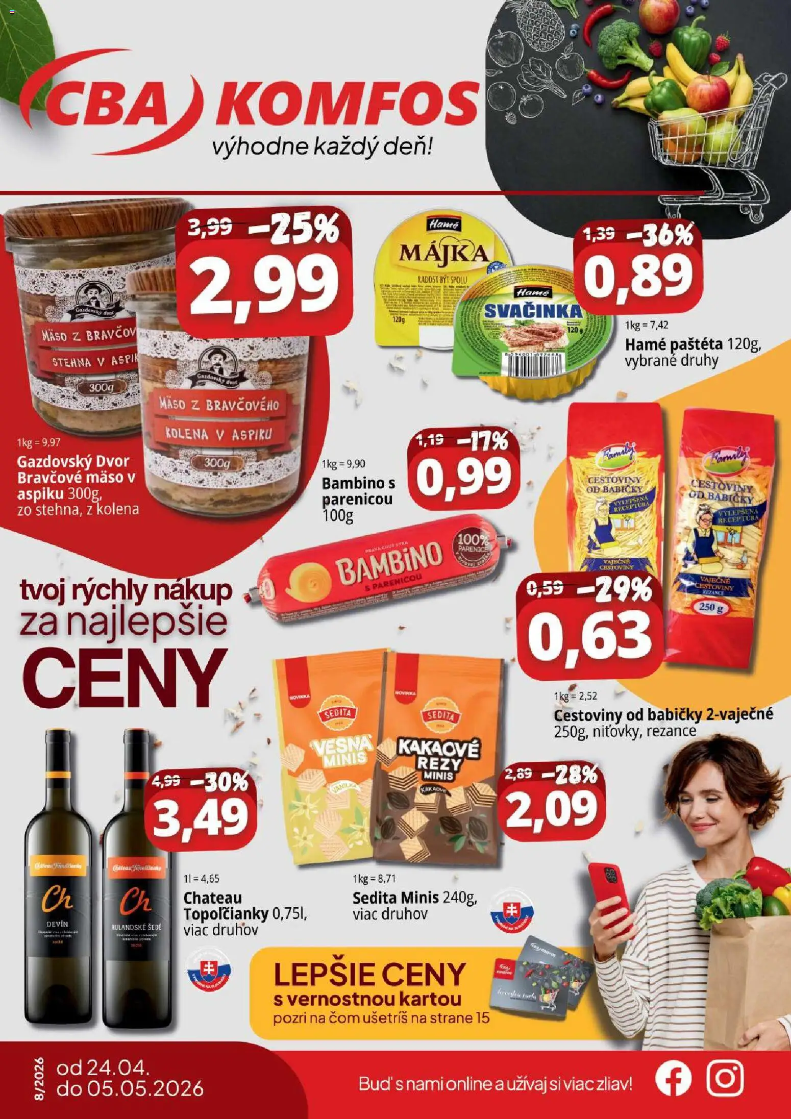 Náhľad CBA Komfos letáku platného od 24.04.2026