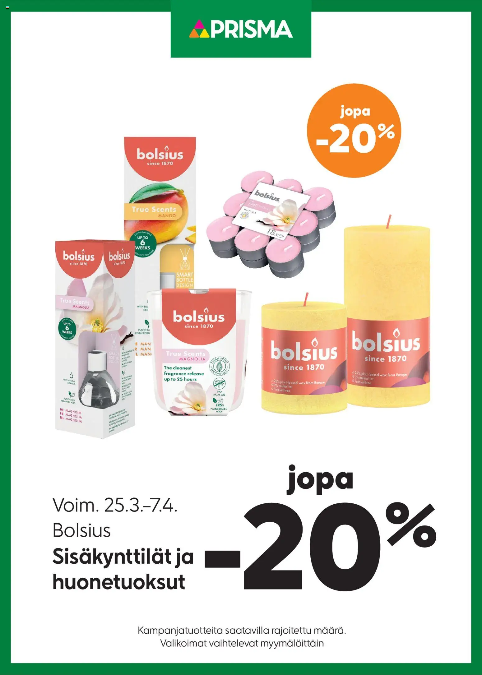 Kaupan Prisma Prisma tarjoukset Bolsius esikatselu, voimassa 25/03/2026