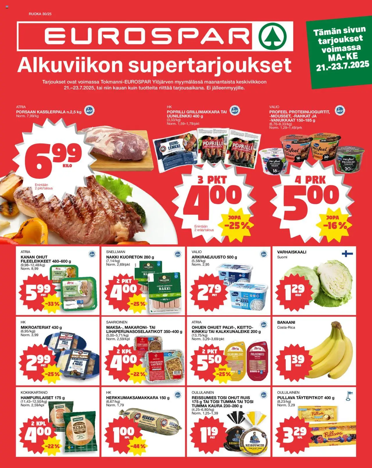 Tokmanni-kaupan EUROSPAR Ylöjärvi Ruokasanomat voimassa 21/07/2025 - Sivulla 1