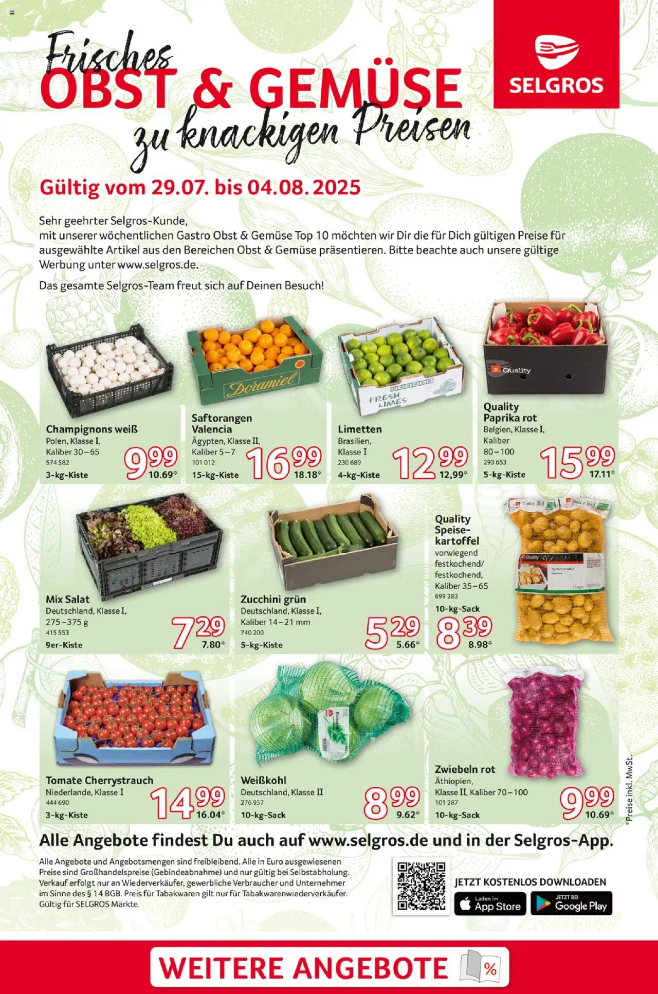Selgros Obst & Gemüse (vom 29.07.2025 - 04.08.2025)