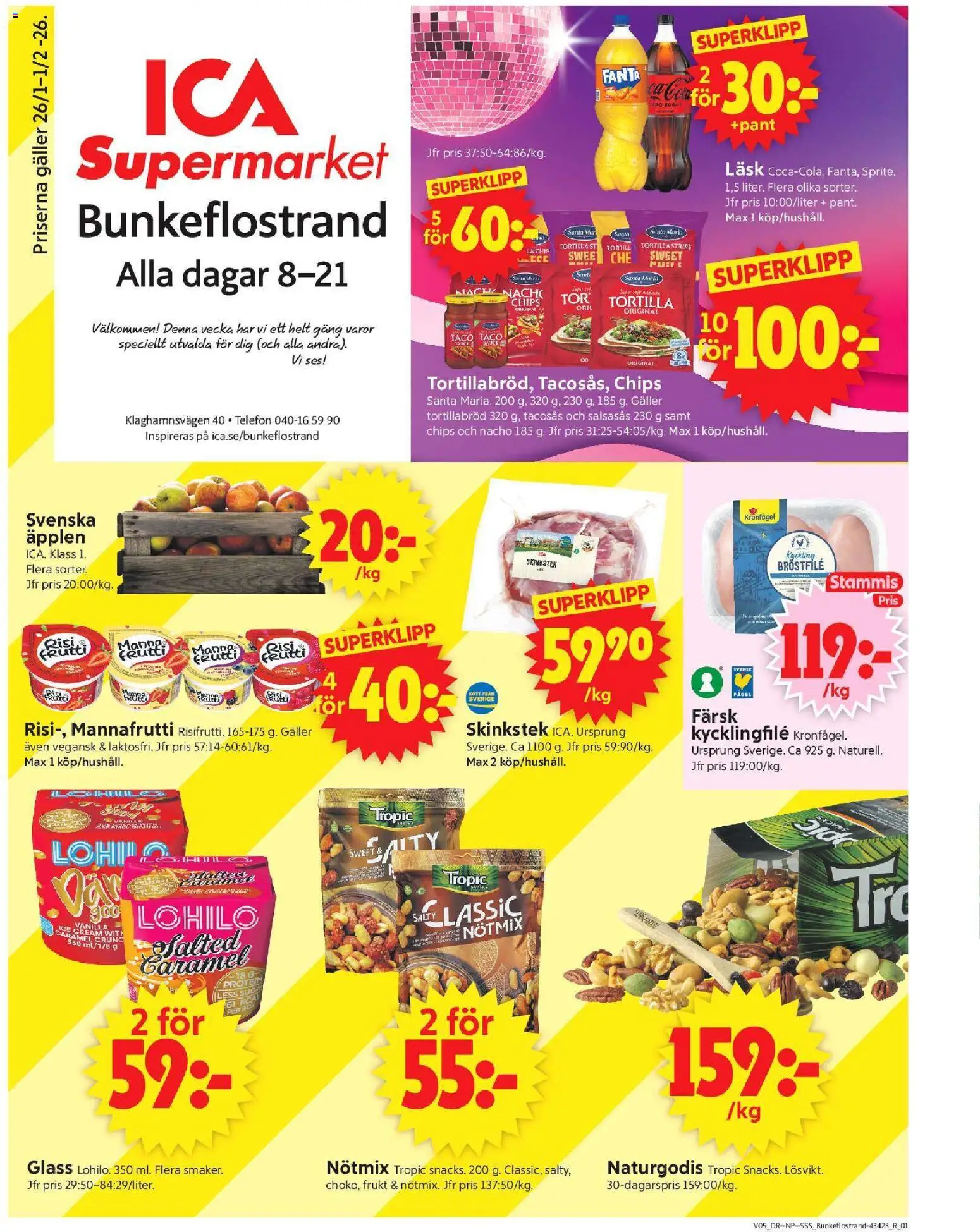 Förhandsgranska reklamblad Bunkeflostrand från butik ICA Supermarket gäller från 26/01/2026