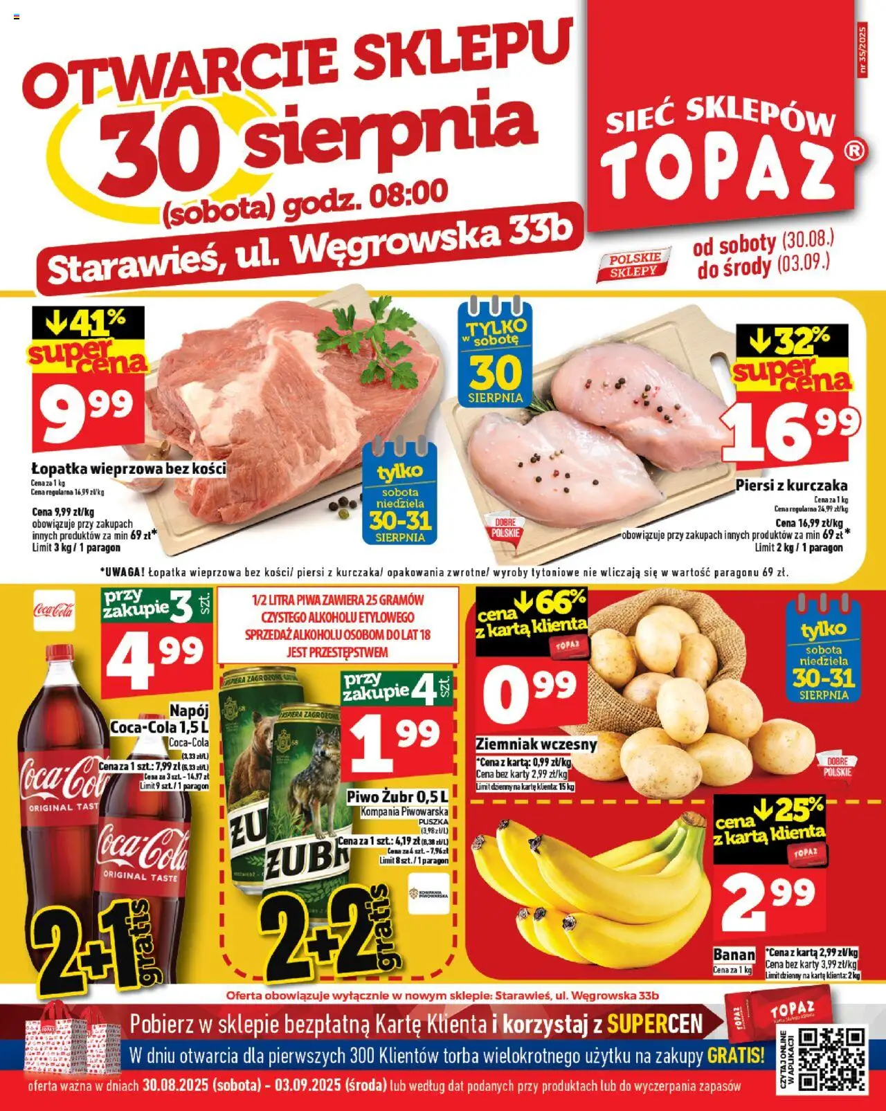 Topaz Otwarcie sklepu Starawieś od 30.08.2025 - Nowa Gazetka - Numer strony 1