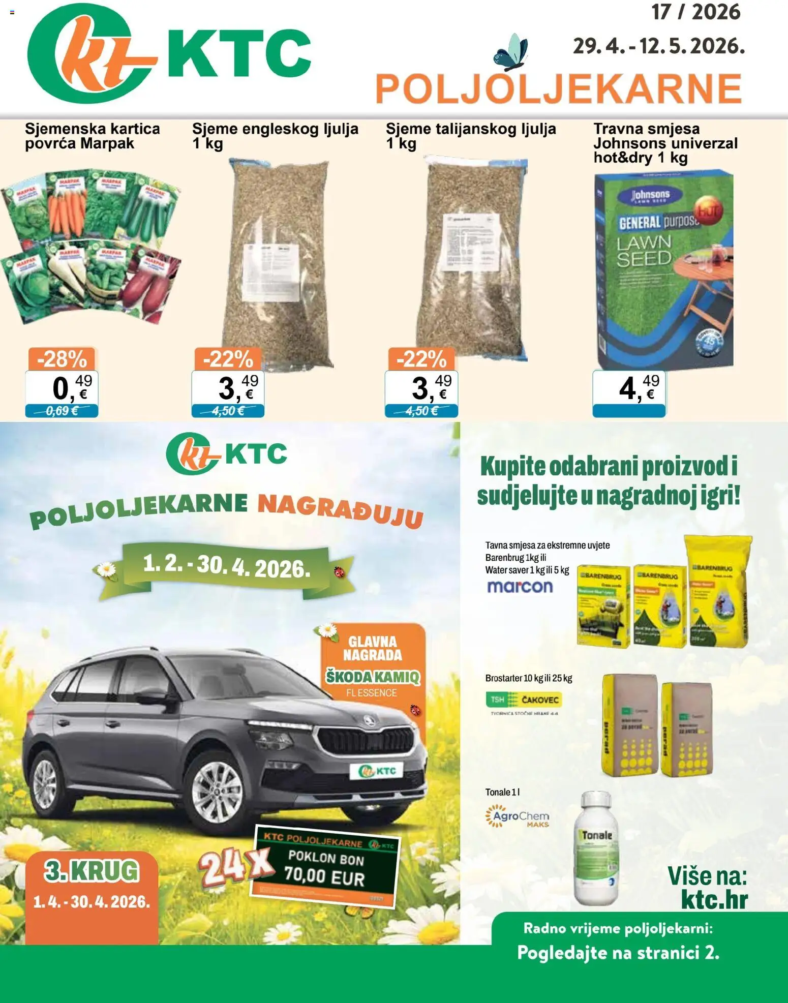 Pregled letka KTC Katalog poljoljekarne trgovine KTC vrijedi od 29.04.2026 - Travna smjesa