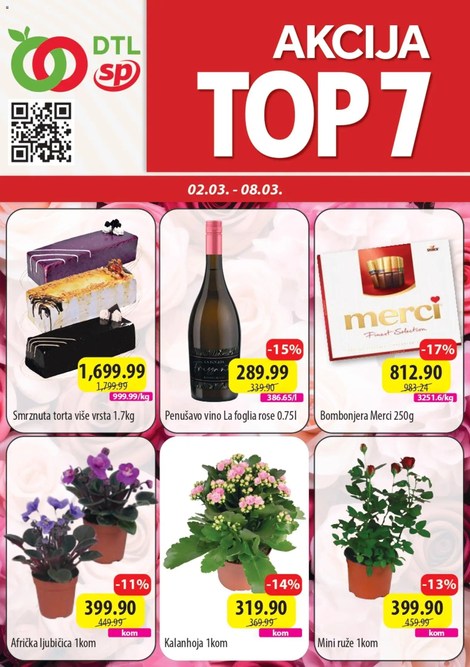 Pregled Senta Promet kataloga - važi od 02.03.2026 - Torta, Kalanhoja, Vino, Ruze, Bombonjera, Merci, Penušavo vino