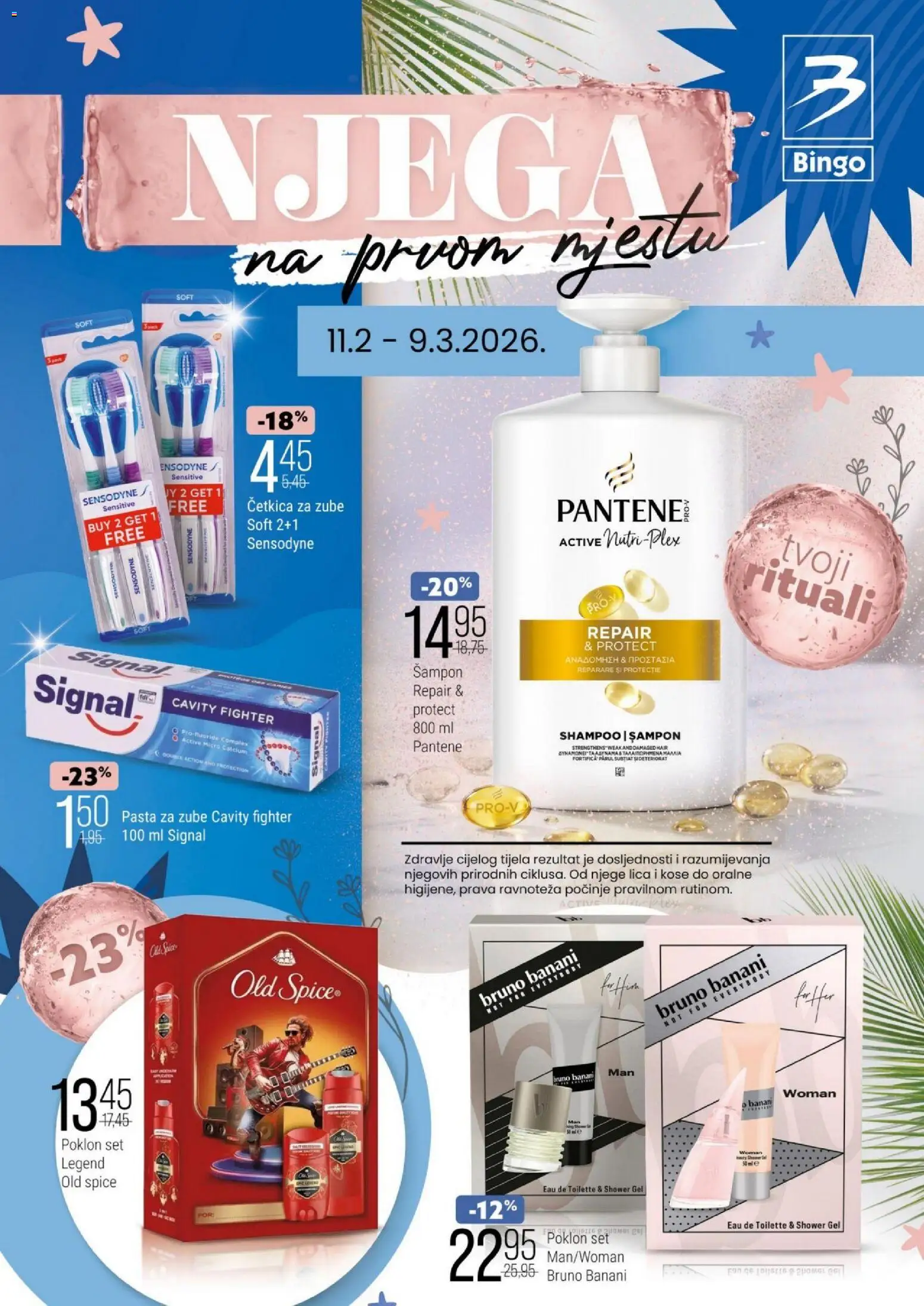 Pregled letka Njega na prvom mjestu trgovine Bingo vrijedi od 11.02.2026