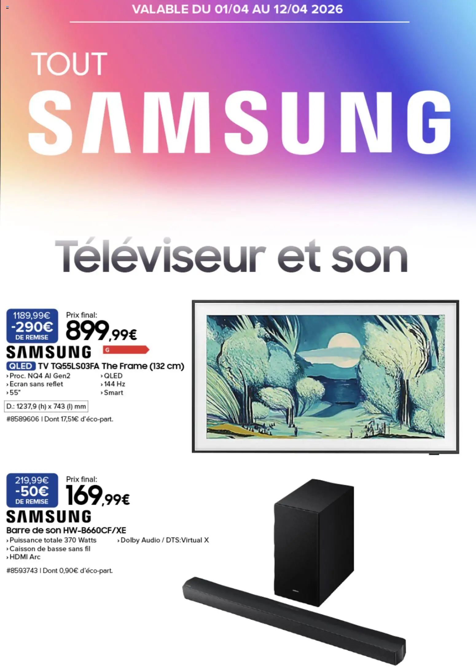 Prévisualisation de Costco Nouvelle sélection Samsung du magasin Costco formulaire valide 01/04/2026 - Barre de son, Thé, Televiseur, Audio