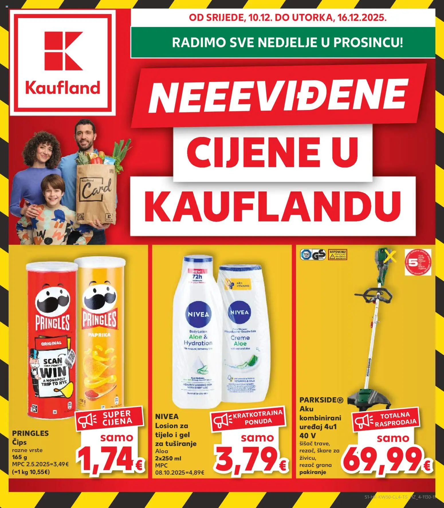 Pregled letka Neevidene cijene trgovine Kaufland vrijedi od 10.12.2025 - Paprika, Pringles, Nivea, Čips, Škare, Chips, Losion za tijelo, Gel za tuširanje