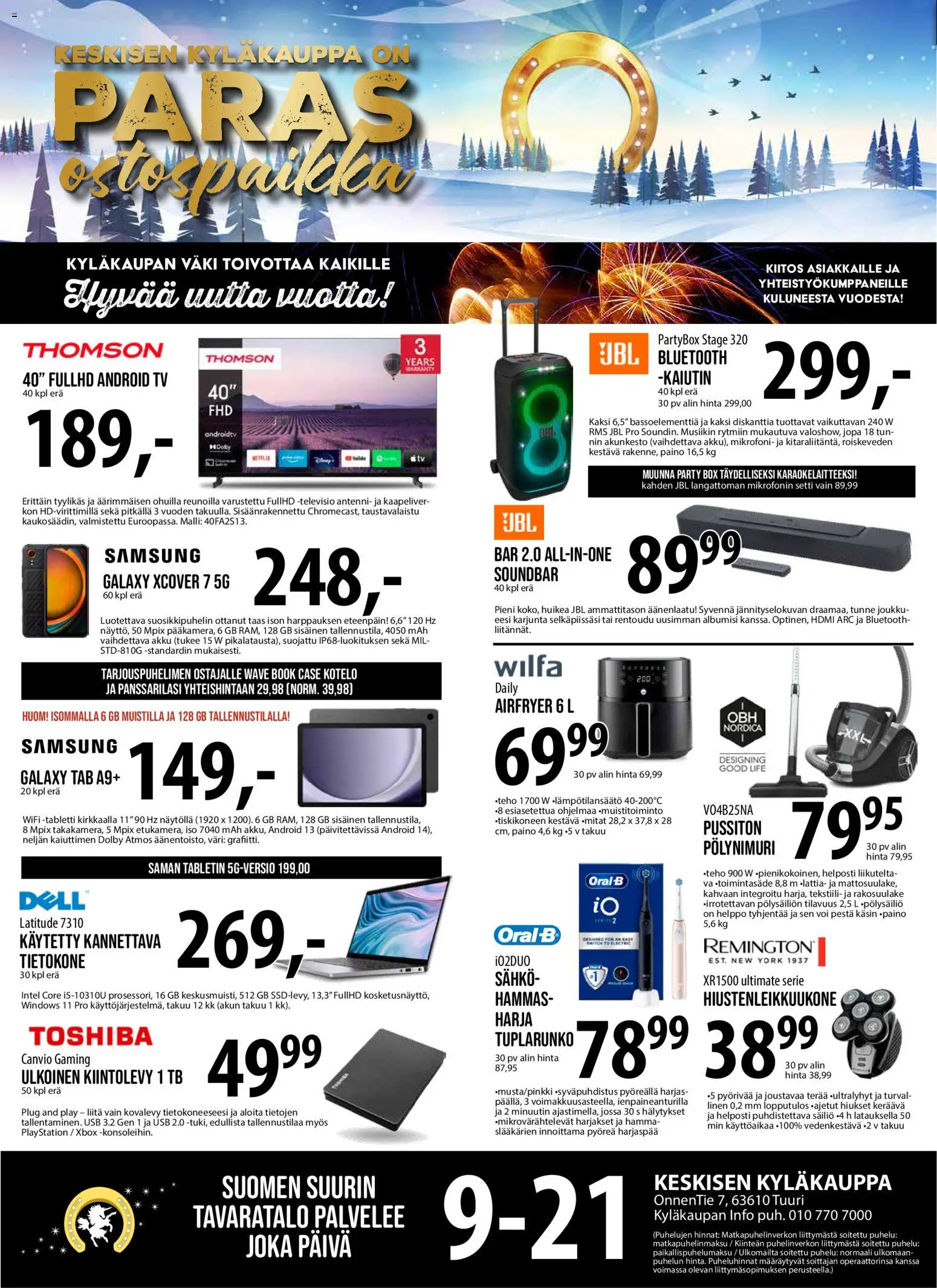 Kaupan Tuuri Tarjoukset esikatselu, voimassa 31/12/2025 - TV, Playstation, Xbox, Tabletti, Akku, Voi, Mikrofoni, USB