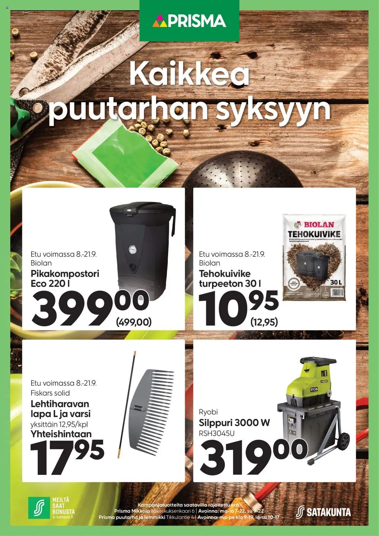 Prisma-kaupan Tarjoukset - Kaikkea puutarhan syksyyn voimassa 08/09/2025 - Sivulla 1