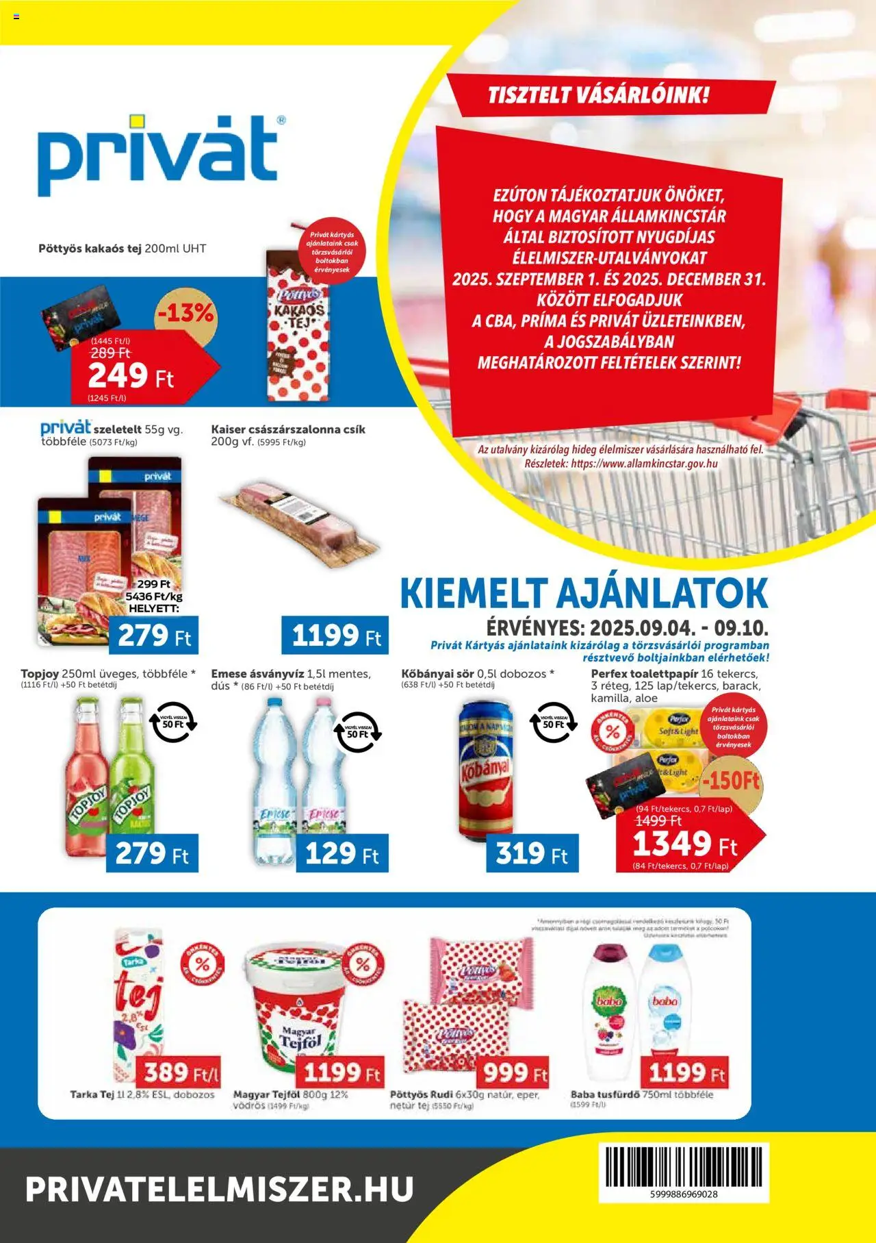 PRIVÁT aktuális szórólap, érvényes 2025.09.04.-től - 1 oldal