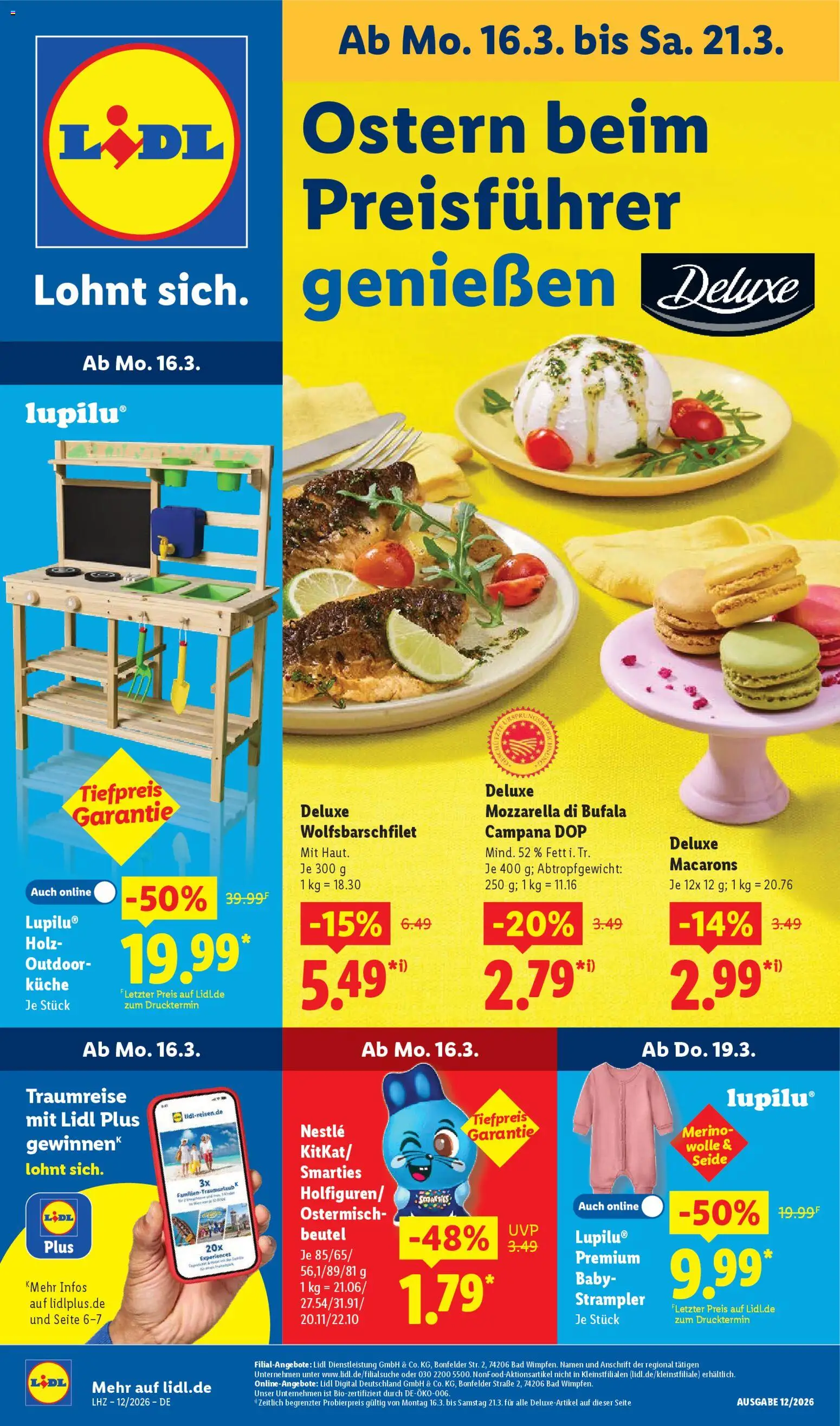 Vorschau von dem Prospekt des Geschäftes Lidl, gültig ab dem 16.03.2026 - Küche, Bad, Mozzarella, Smarties