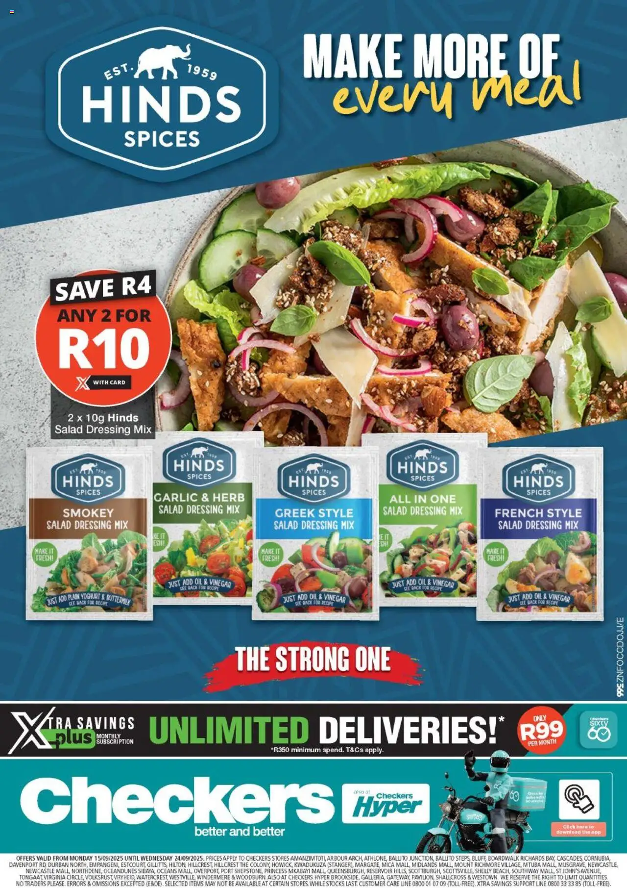 Checkers Kwazulu Natal - Hinds Promotion 15/09 - 24/09/2025 >> Catalogue