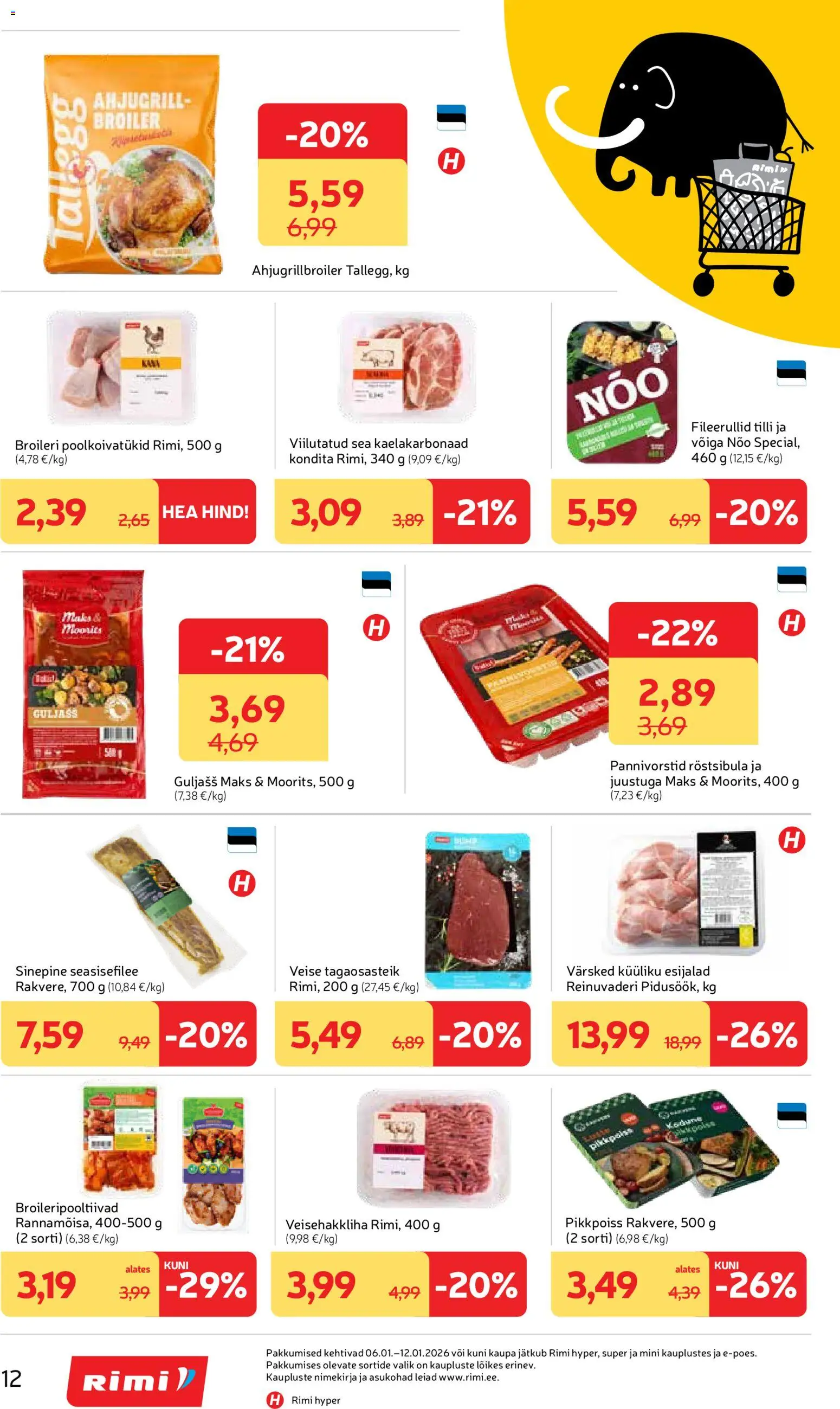 Rimi kliendilehe eelvaade alates 2026.01.06