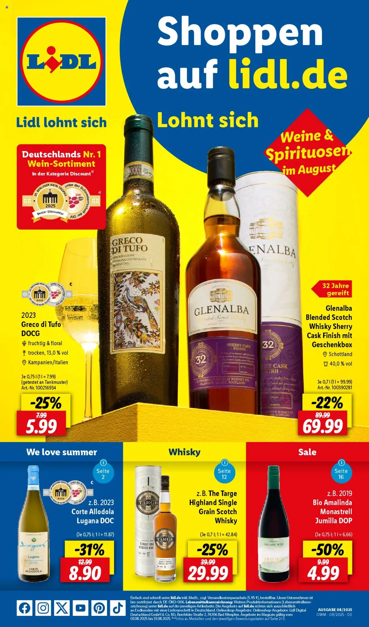 LIDL Prospekt ab Montag 01.08.2025 > Wein & Spirituosen im Onlineshop