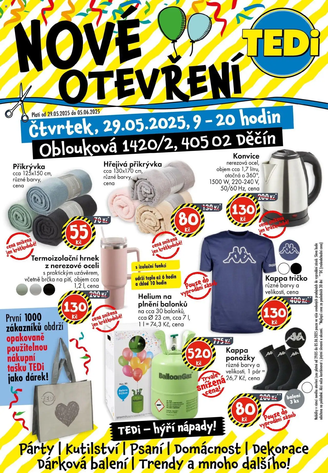  TEDi Leták (29.05.2025 - 05.06.2025) - Dekorace, Ponožky, Tričko, Barvy, Hrnek, Konvice, Přikrývka