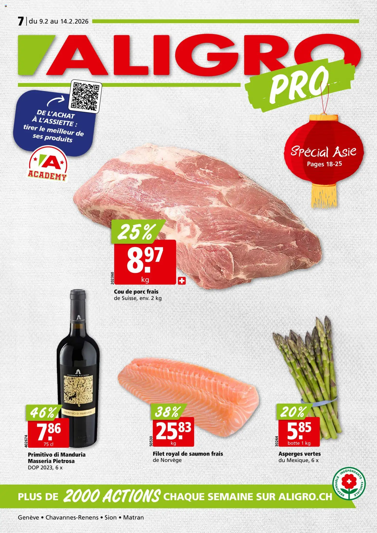 Vorschau des Merkblatts Aktionen Chavannes, Matran, Genève, Sion vom Shop Aligro gültig von 09.02.2026 bis 14.02.2026