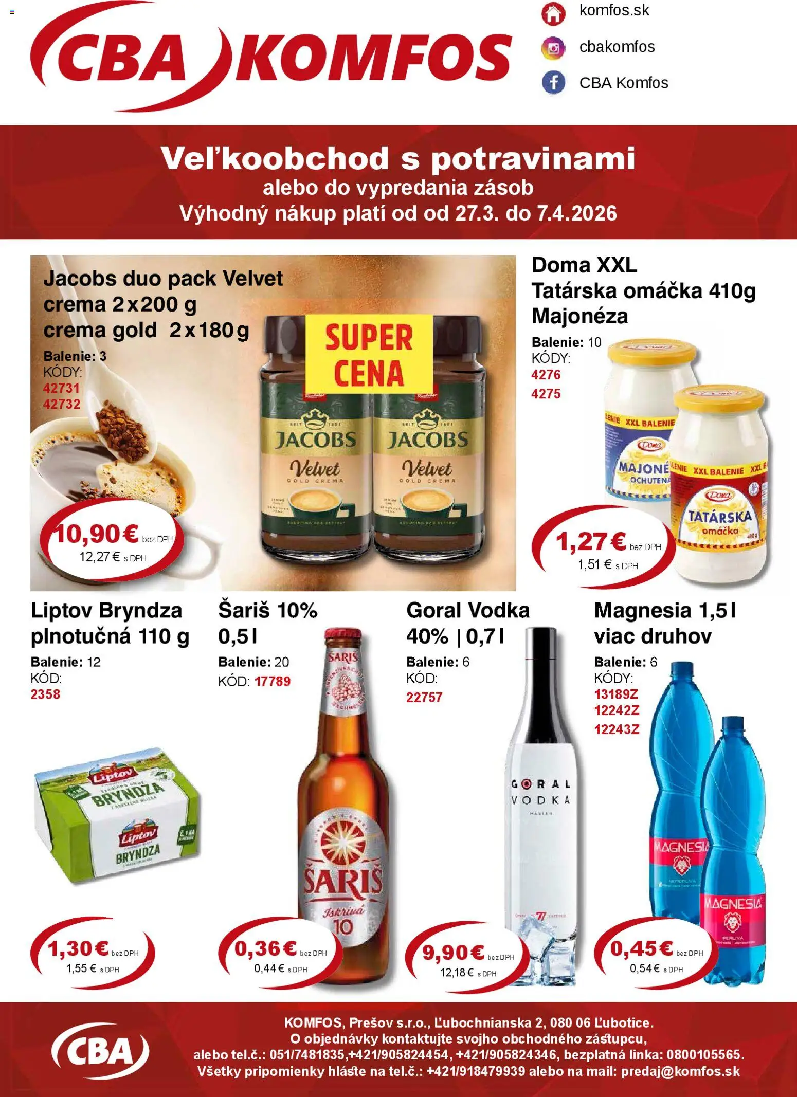 Náhľad CBA Komfos letáku platného od 27.03.2026