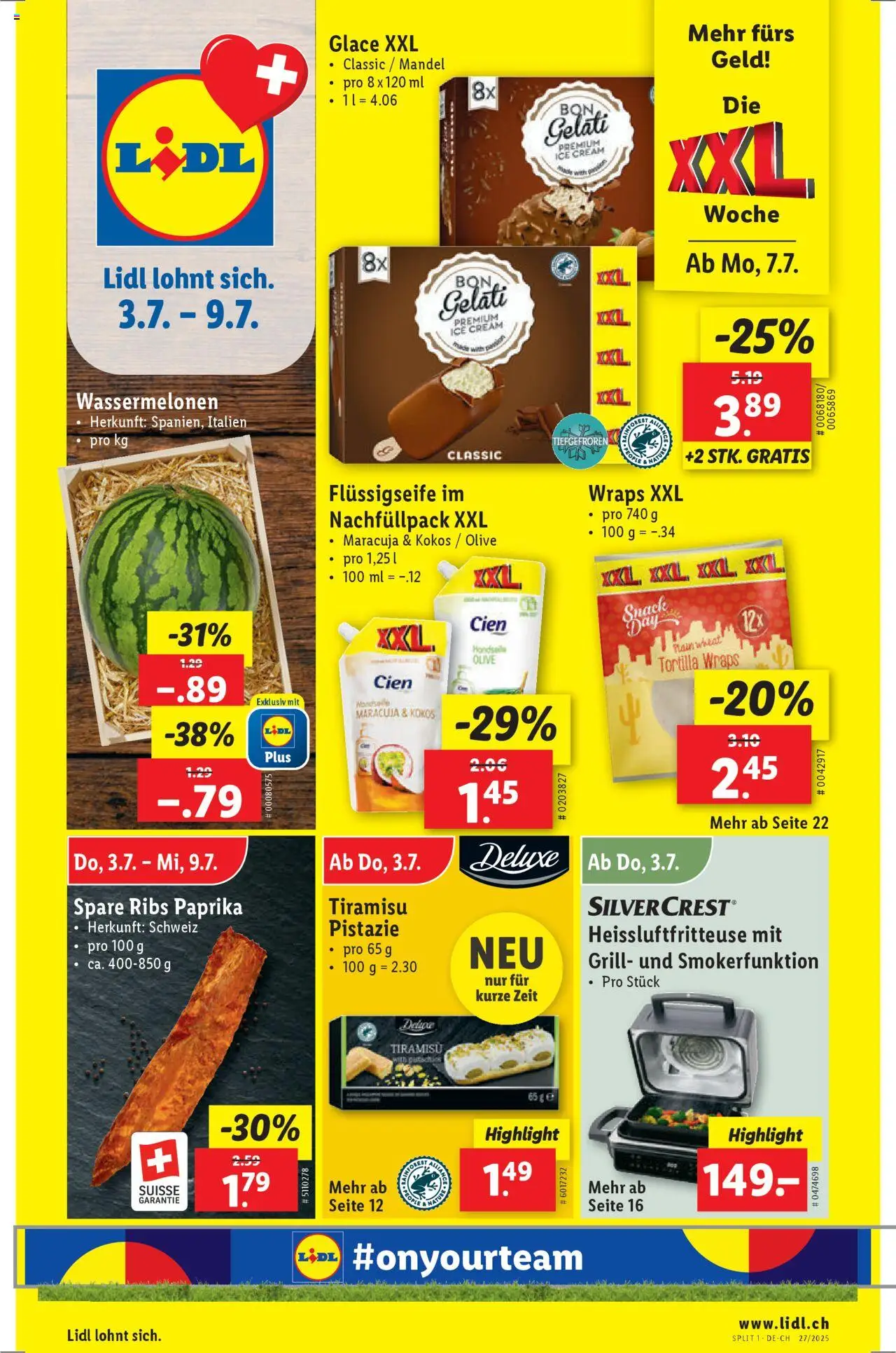 Lidl Aktionen ab 03.07.2025 - Seitennummer 1 - Glace, Grill, Paprika, Heißluftfritteuse, Spare Ribs
