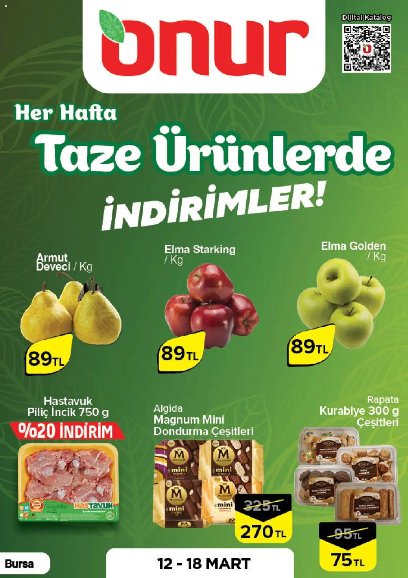 Onur Market Onur Market - Taze Ürünlerde İndirimler - Bursa 12.03.2026 - Broşürünün önizlemesi