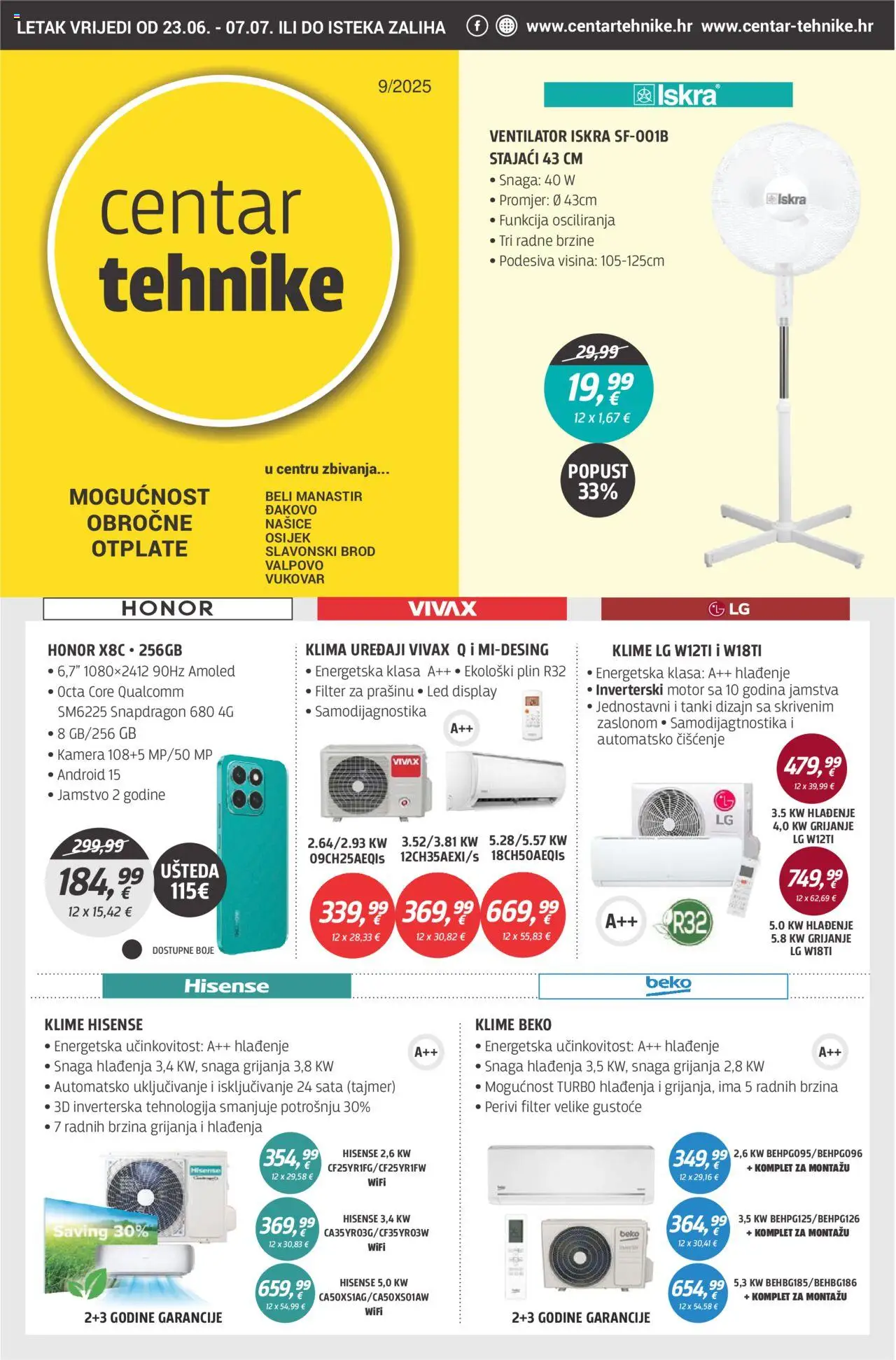 Centar Tehnike aktualni Katalog vrijedi od 23.06.2025 - tjedna akcija broj stranice 1 - Ventilator, Klima, Led