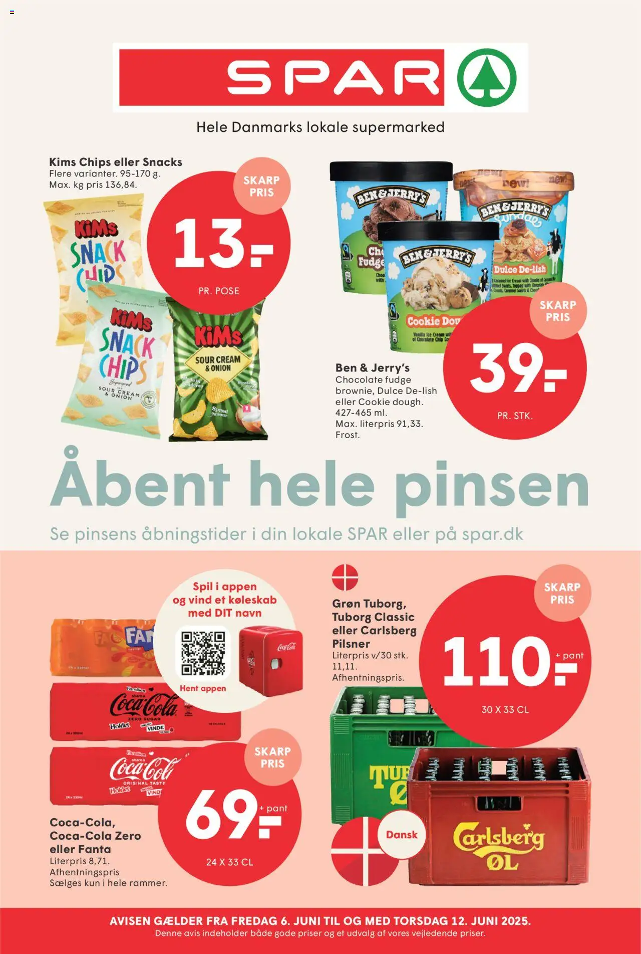 Spar tilbudsavis gyldig fra 06/06/2025 - side 1 - Coca Cola, Chips, Snacks, Fanta, Cola, Spil, Køleskab