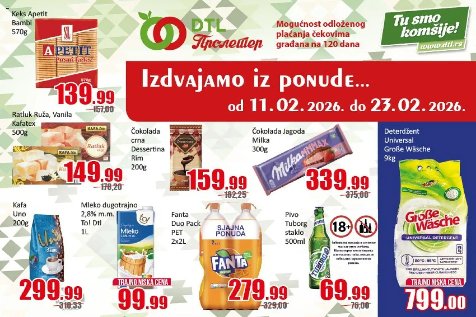 Pregled Metalac Proleter kataloga - važi od 11.02.2026 - Kafa, Milka, Čokolada, Jagoda, Tuborg, Fanta, Mleko, Ratluk