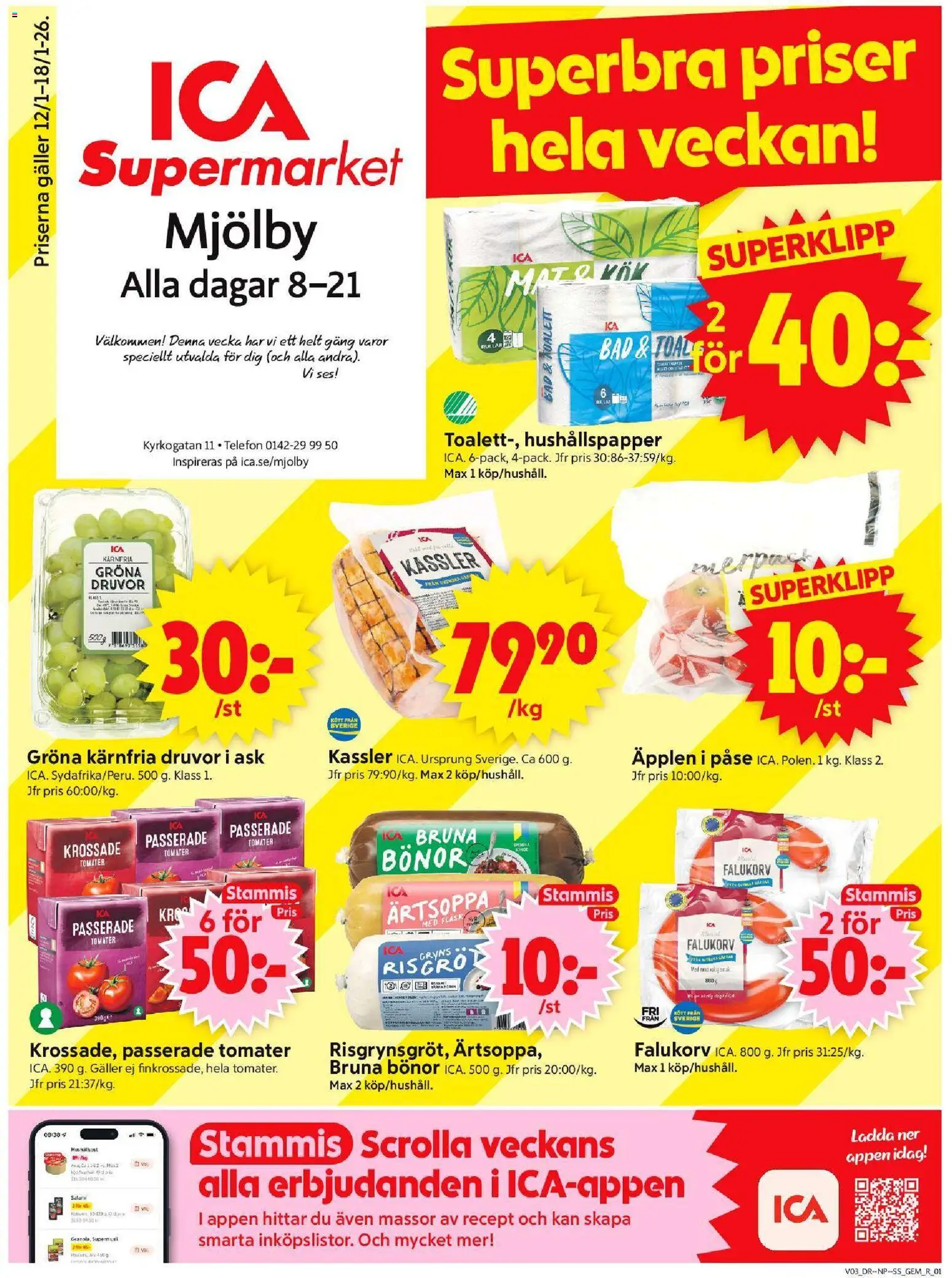 Förhandsgranska reklamblad Mjölby från butik ICA Supermarket gäller från 12/01/2026