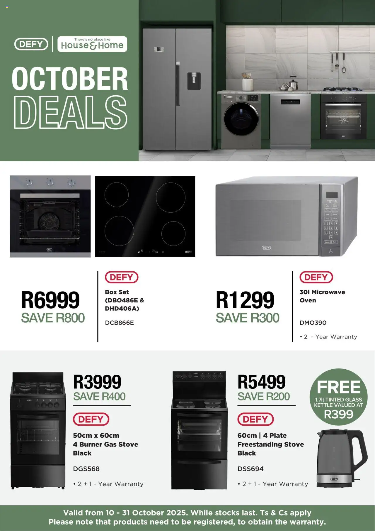 House and Home DEFY October Deals from 10/10 - 31/10/2025 > Promotions